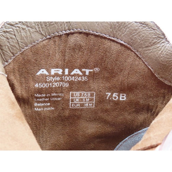 Ariat Boots Womens Size 7.5 Brown Sunflower Fringe Western Leather Ankle Cowgirl - Picture 9 of 9